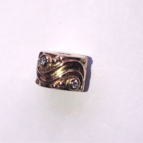 Pandora Solid 14k Gold Diamond Babbling Brook Clip Charm G585 Ale - Picture 2 of 13